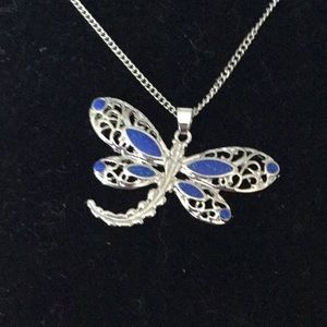 Sterling silver necklace with a dragonfly